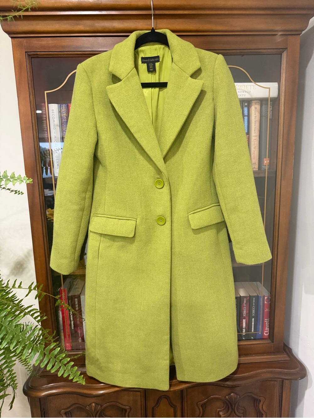 House of Harlow 1960 Lime Green Wool Blend Trench Coat